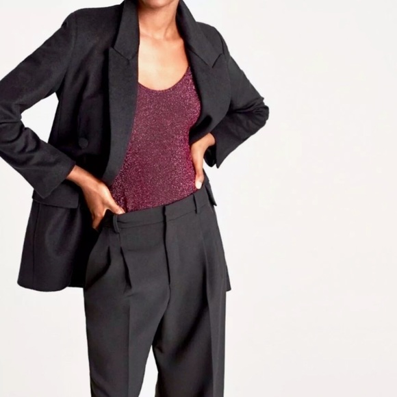 NWT ZARA Knit Shimmer Metallic Thread Bodysuit - Picture 6 of 8